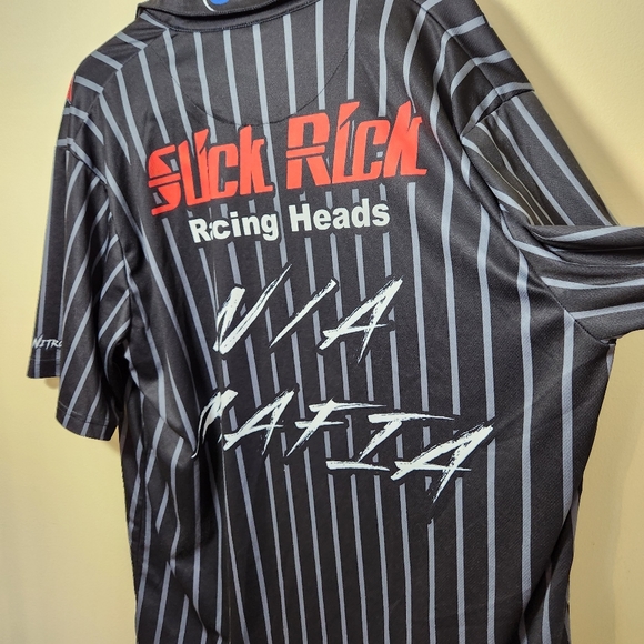 Drink hard racing heads racing jersey shirt short sleeve mens sz l blk white - Picture 2 of 13